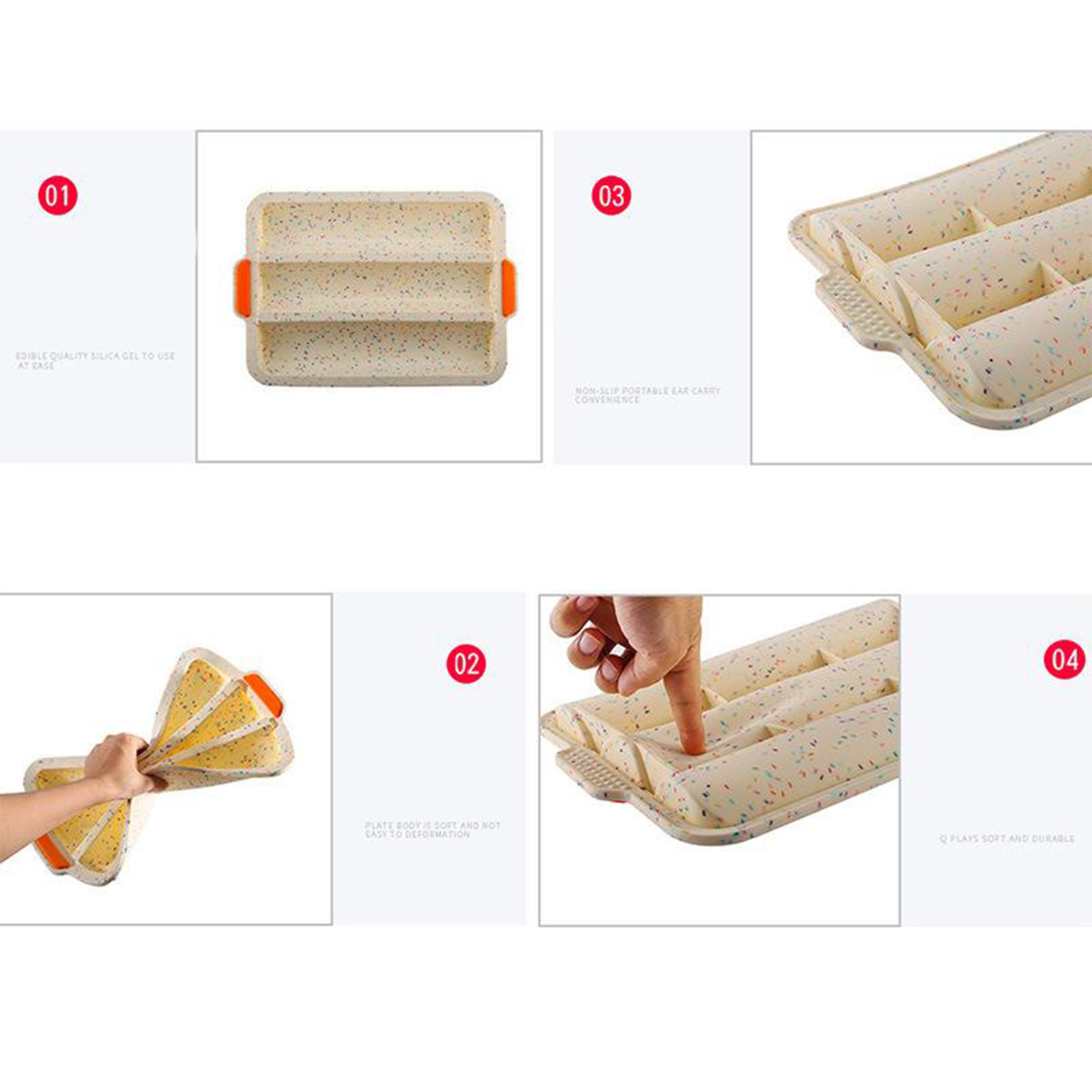 Silicone Lasagna Trio Pan Lasagna Pan Baguette Form French Bread Hot Dog Mold Non Slip Cookware for Roasting Lasagna