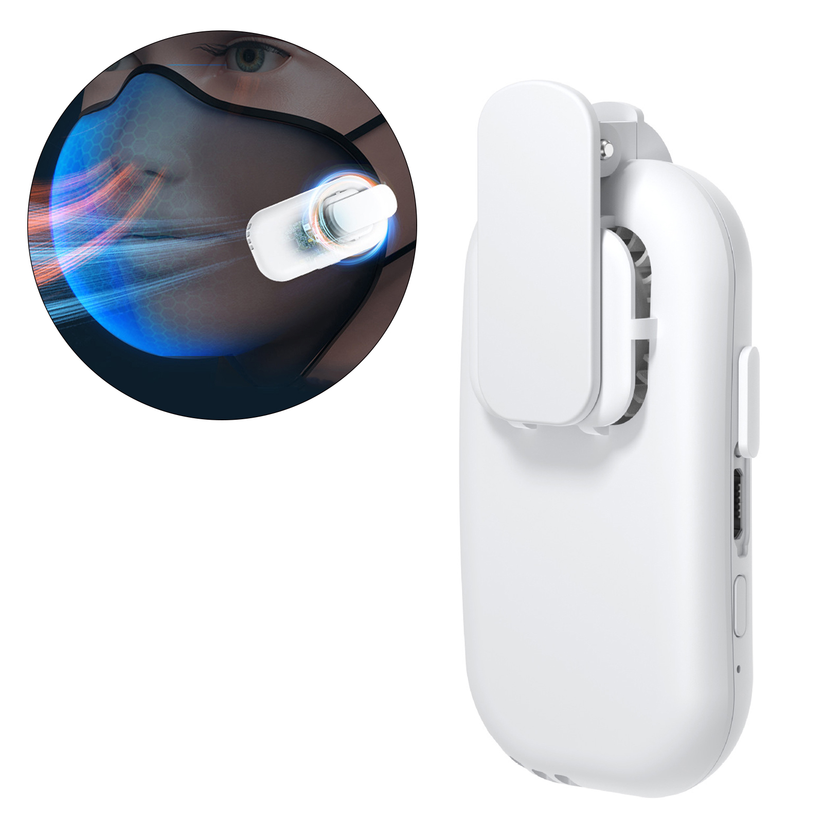 Clip-on Mask Fan Cooling USB Rechargeable Portable Electric Fan Air Cooler White For Outdoor Sports Mask Summer