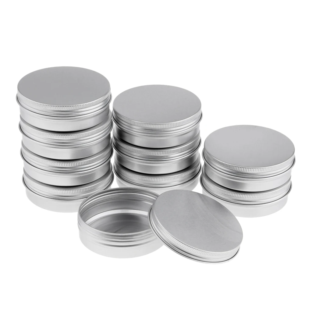 10Pcs Aluminum Pots Cosmetic  Metal Tins Empty Container, Round Jar Screw