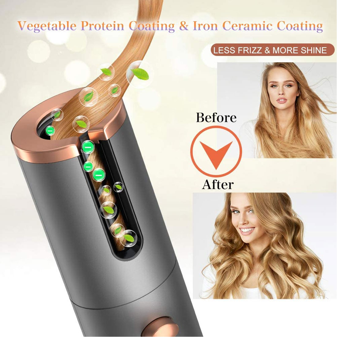 Automático sem Fio Modelador de Cabelo Lcd com 1 Pente + 2pc Cabelo Curling Ferro Portátil Recarregável Onda Styer Display Clipes Usb 16 High Quality Beleza e saúde