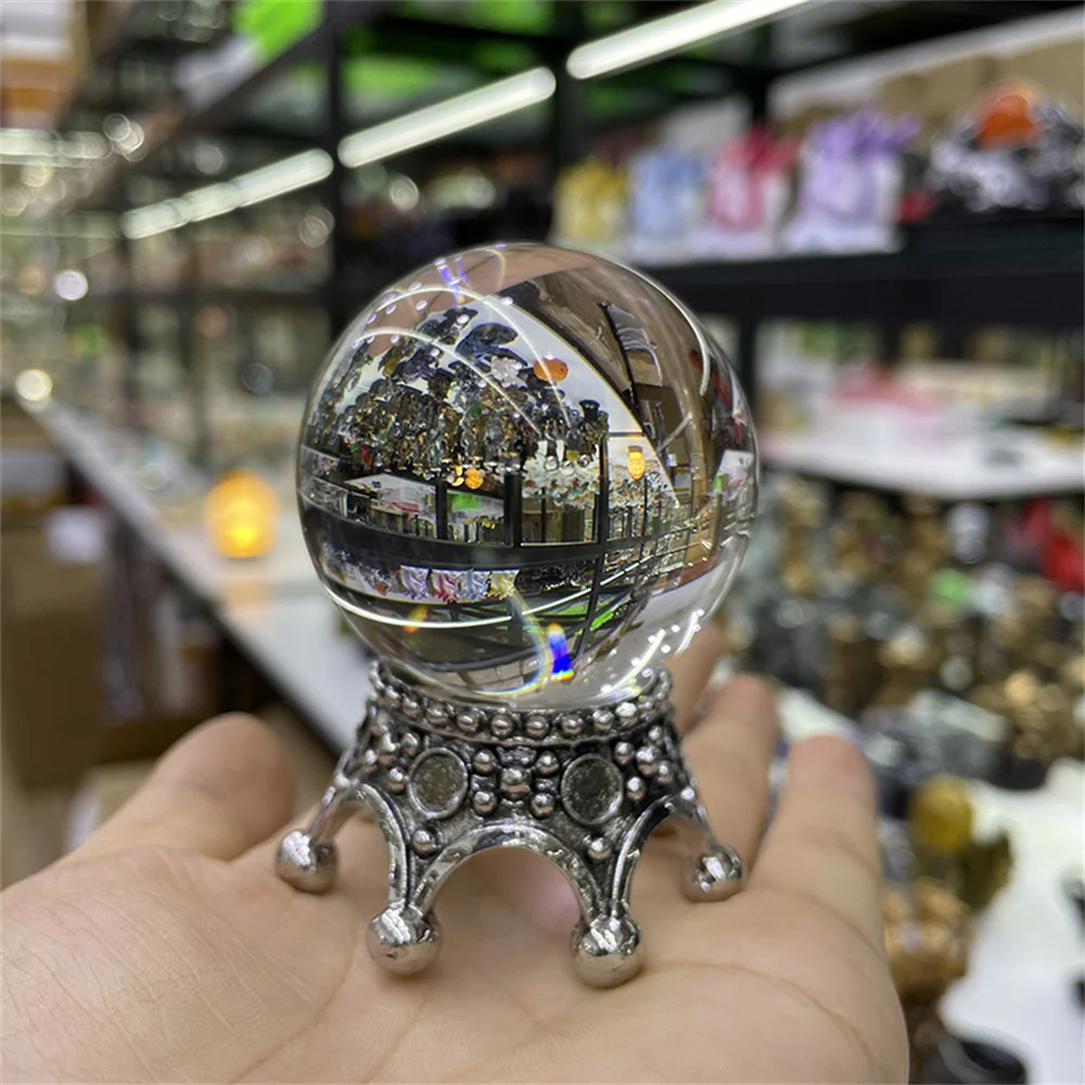 Metal Star Moon Crown Crystal Ball Holder Stand Home Ornaments Photography Props