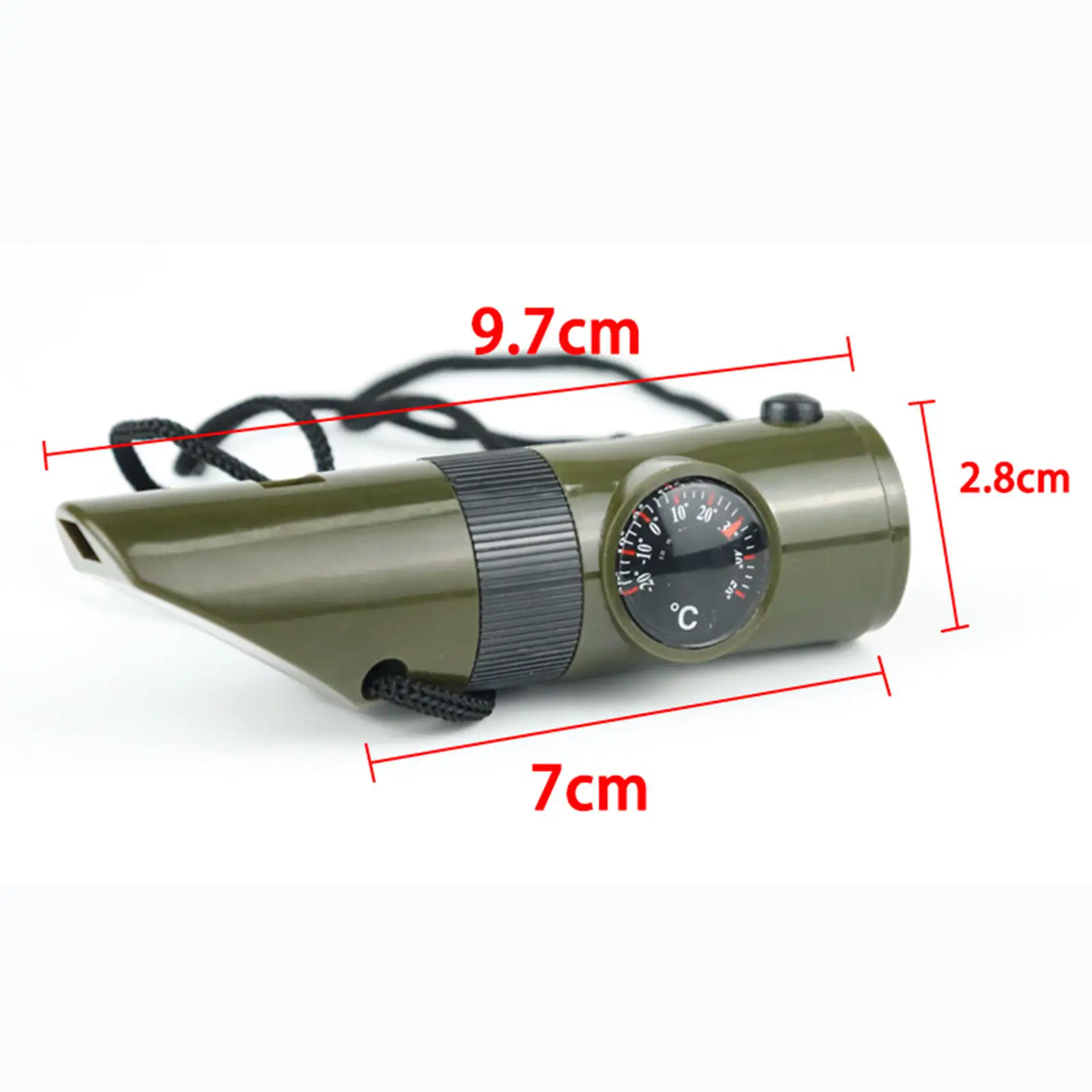 Emergency Whistle with Lanyard, Multi-Functional 7 in1 Survival Gear Compass Thermometer for Outdoor Camping Hiking Tool