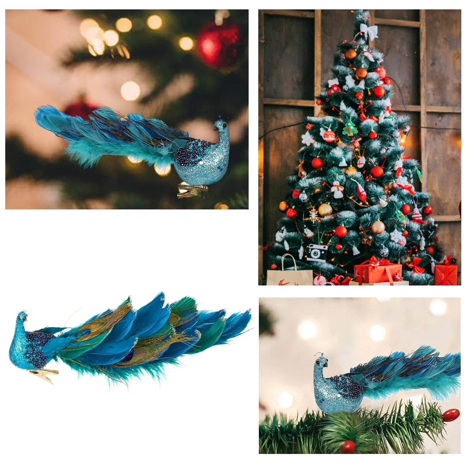 Glitter Peacock-Shaped Christmas Tree Decoration 