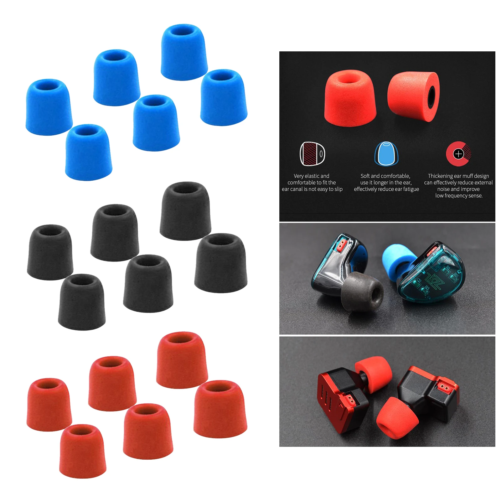 New 3Pair(6pcs) Noise Isolating Comfortble Memory Foam Ear Tips Pads Earbuds For In Earphone Headphones