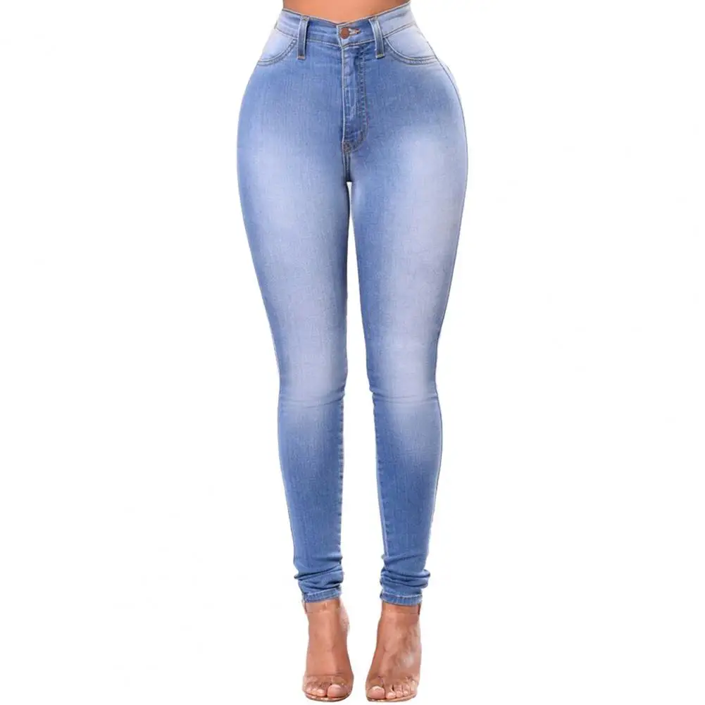 Plus Size Vintage Women Jeans Slim Fit High Waist Denim Pencil Pants Bootcut Winter Pull-on Skinny Jeans Blue plus size clothing