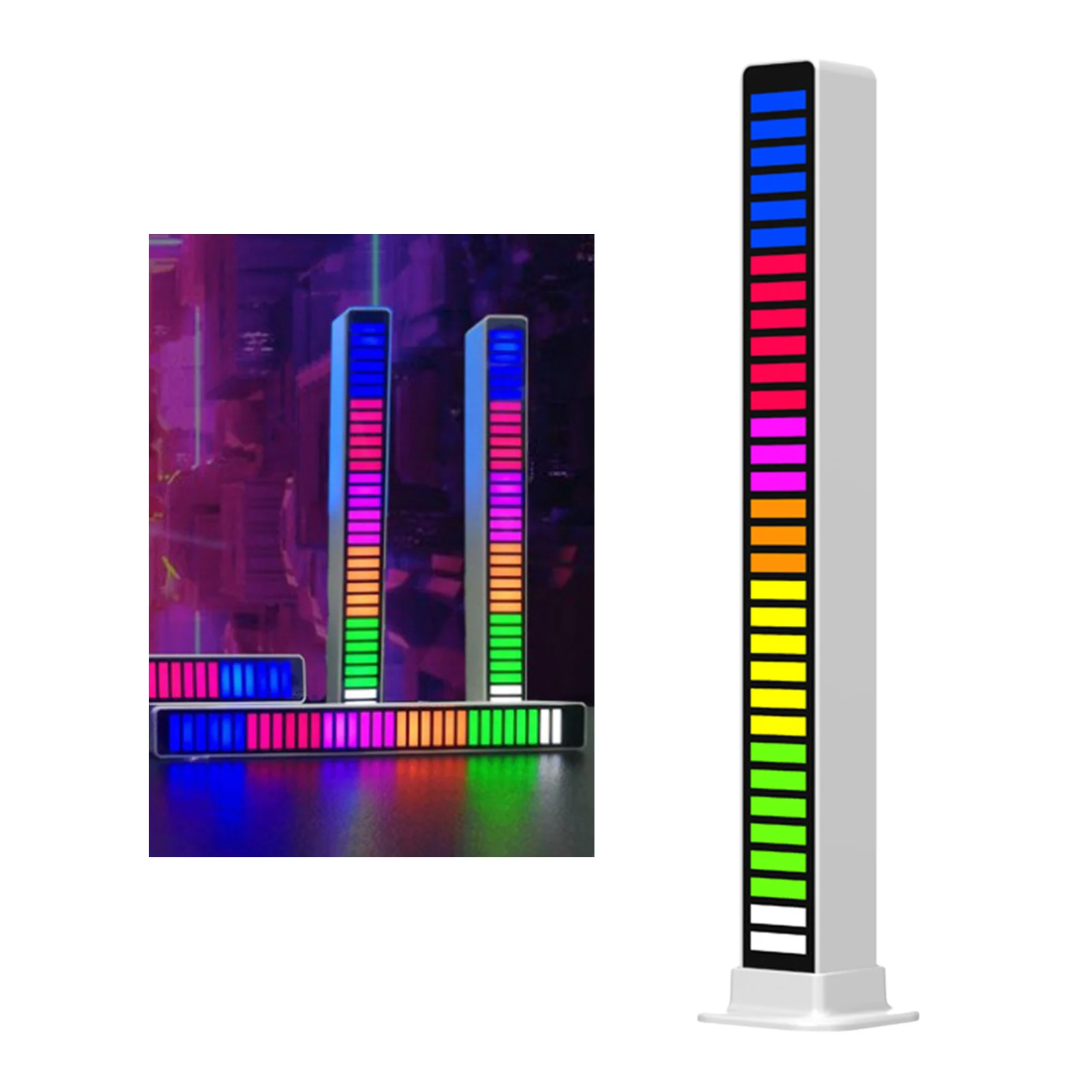 Creative RGB Music Sound Control LED Level Light Bar Novelty Rhythm Lamp Desktop Setup Backlight Car Vehicle Atmosphere Light
