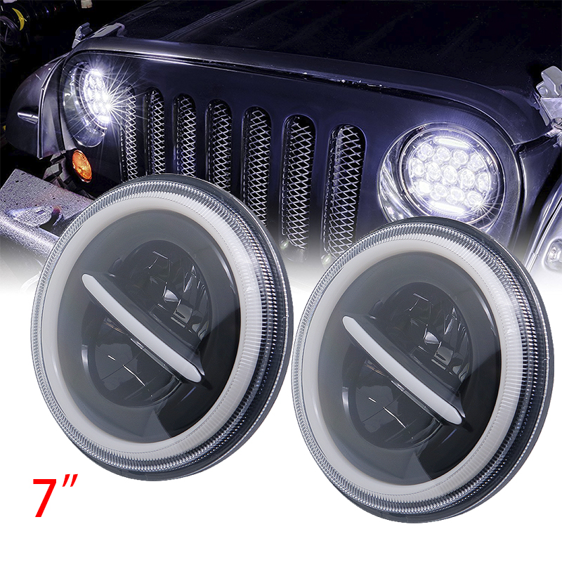 Shop Generic 7" LED Headlights full Halo Angel Eyes Lights for Mazda