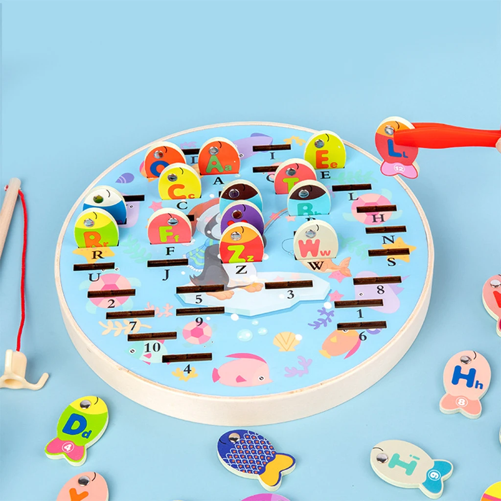 Montesorri Number Alphabet Fishing Game Toy Set Catching Fish Games for Toddlers Birthday Gift