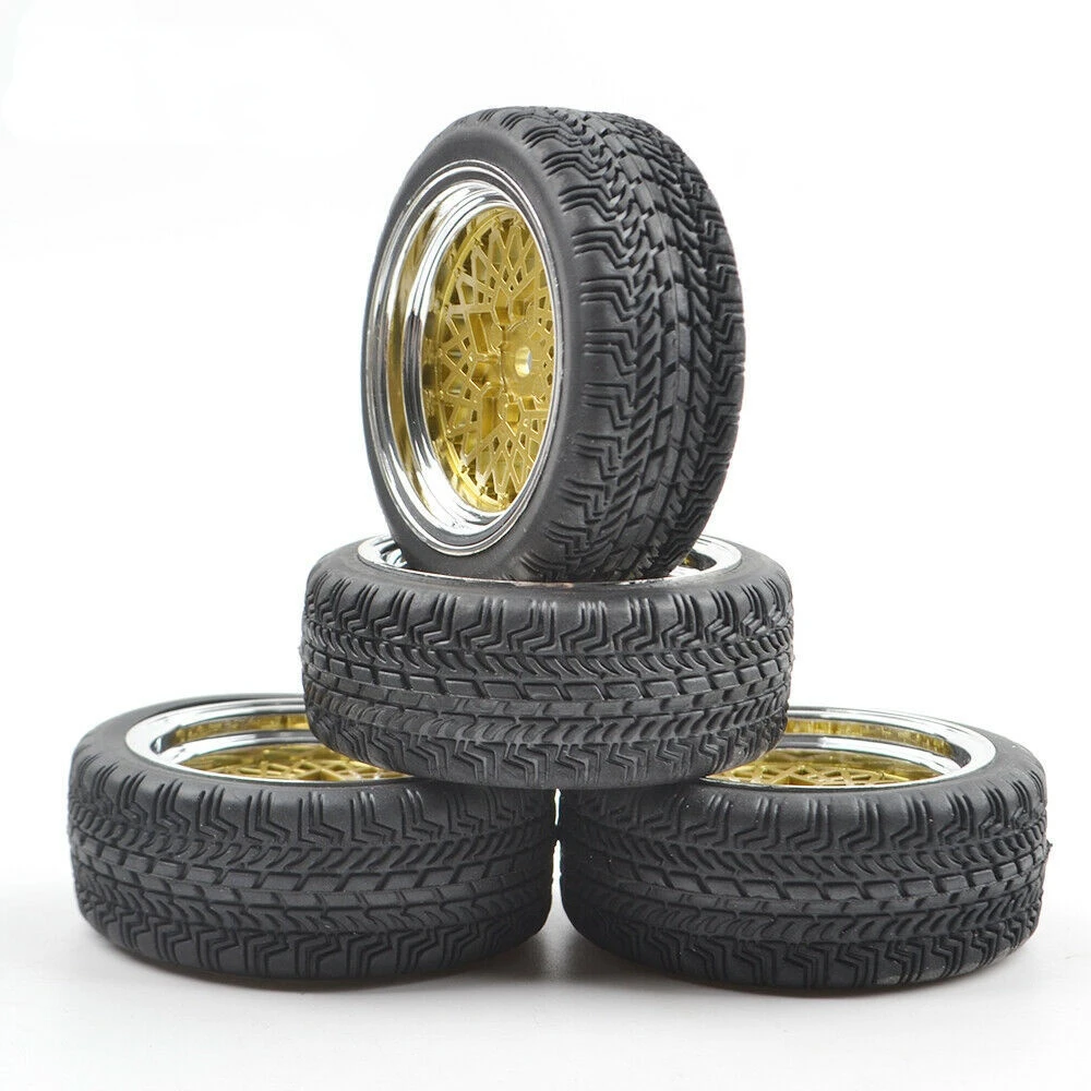 HobbyMarking 4Pcs RC 1/10 On-Road 12mm Hex Wheel Rims Rubber Tires Tyre for RC TAMIYA Traxxas HSP HPI Kyosho 
