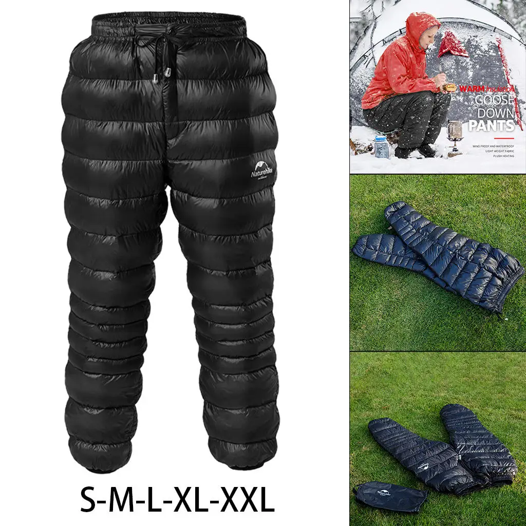 Unisex Down Pants Winter Breathable Windproof Ultralight Trousers for Outdoor Men Womens