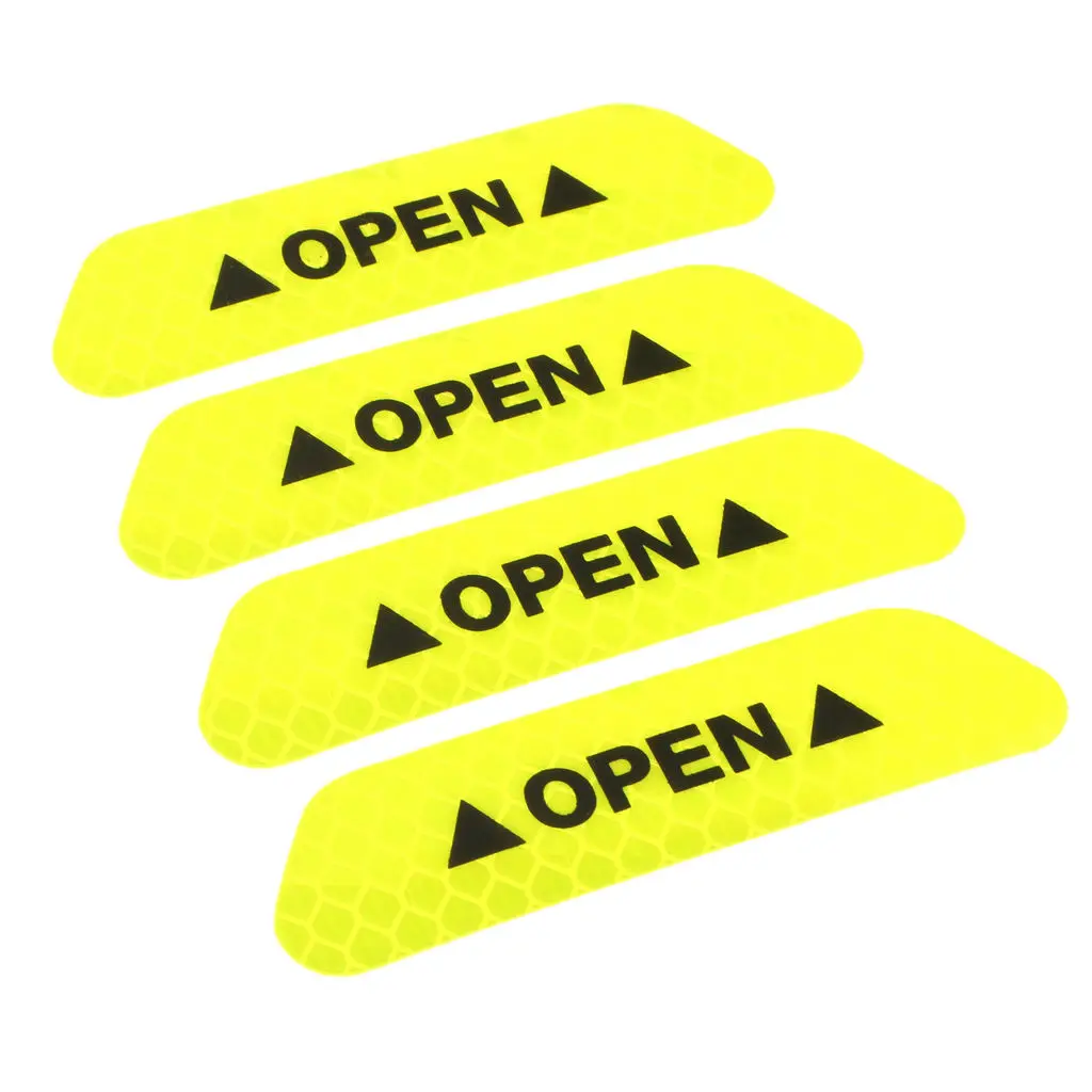 4 Pieces Car Door Safety Reflective Open Sign Warning Mark Sticker Car Styling Light Luminous Night Tapes Accessories