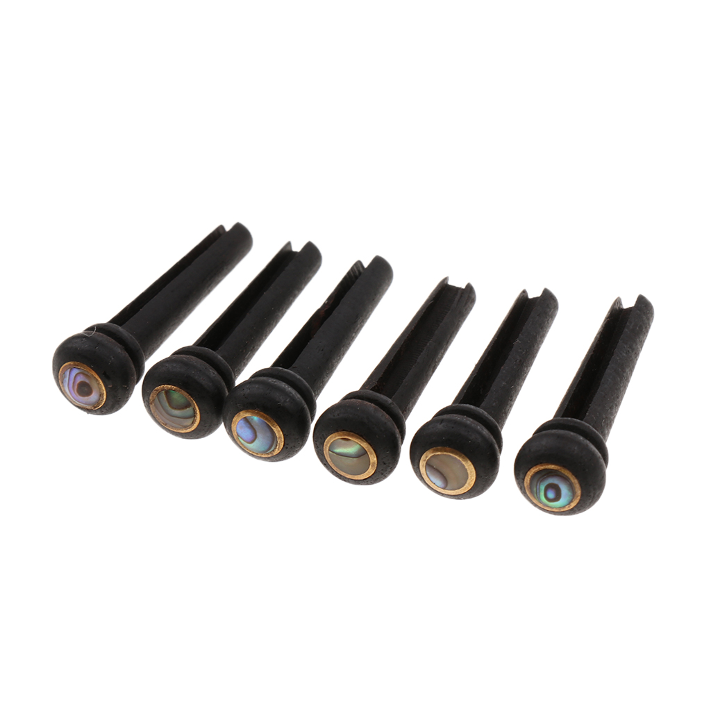 6x Abalone Dot Guitar Bridge End Pin Ebony & Large Green For Acoustic Guitar