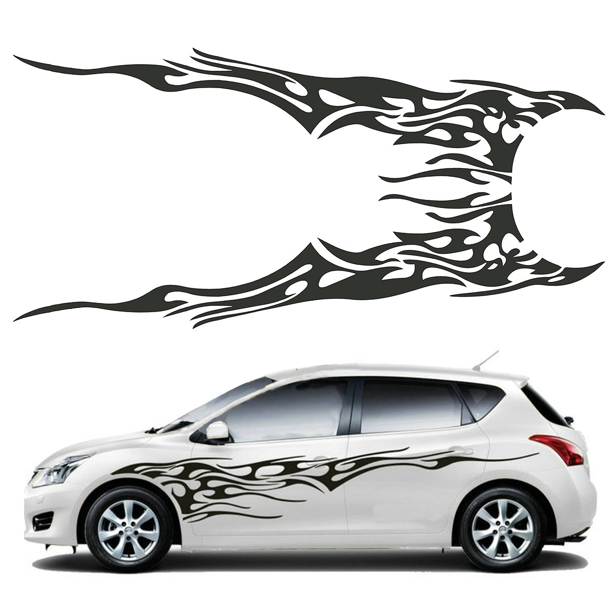 Car Stickers double General Motors side body Vinyl Sticker flame large graphic decal DIY decoration 15cm-3.4cm and 60cm13.6cm