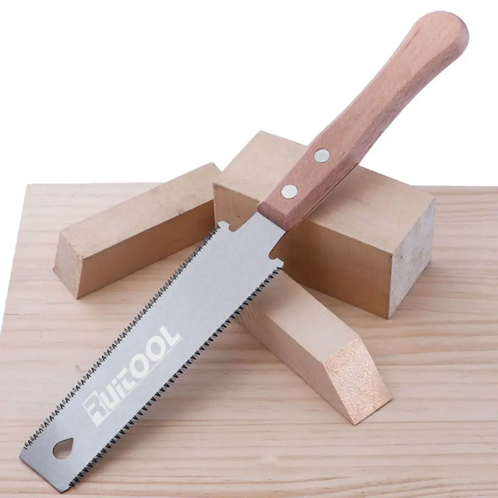 Small Double Sided Hand Saw Wooden Handle Sharp Cut Saw Cutting Trimming Tool Handsaw Cutter for Carpentry Pruning Garden