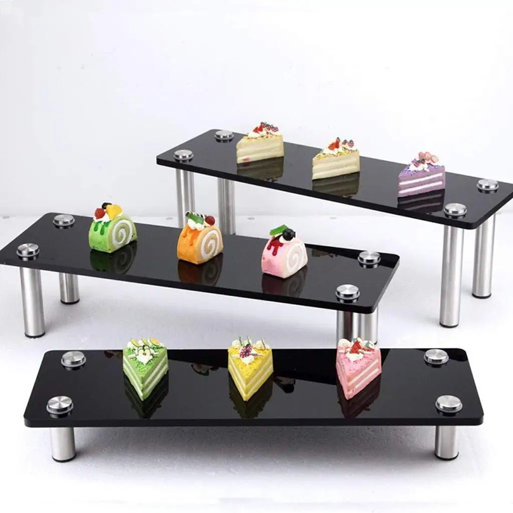 Black 3 Tier Acrylic Cupcake Display Stand for Doll Collection (12x5inch)