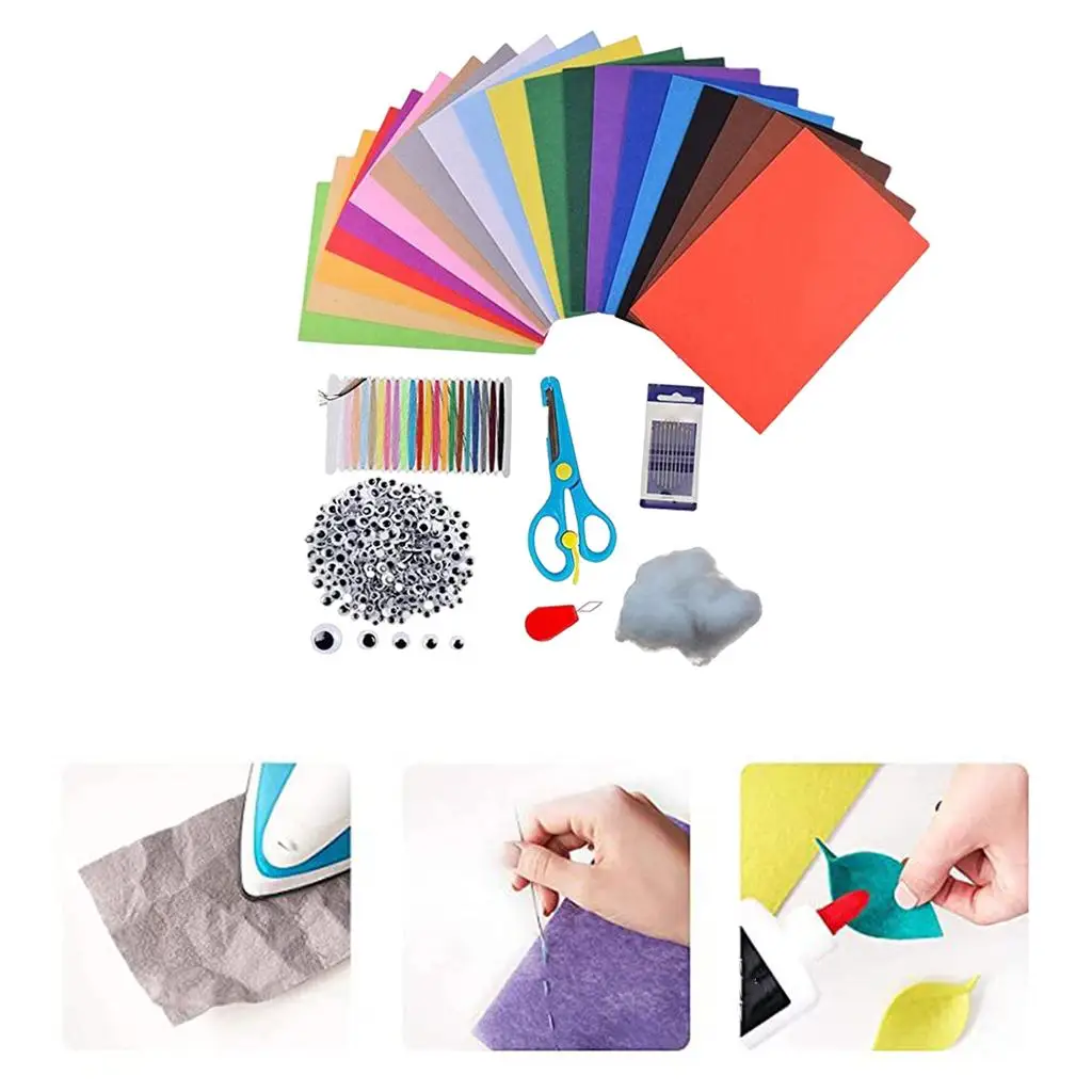 Felt Fabric Sheets Kits DIY Assorted Colors Nonwoven Patchwork for Craftwork 5.7x7.8inch