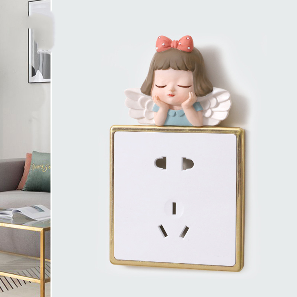 Resin Wall Sticker Decorative Bedroom Angel Switch Decor Paster Nursery Room