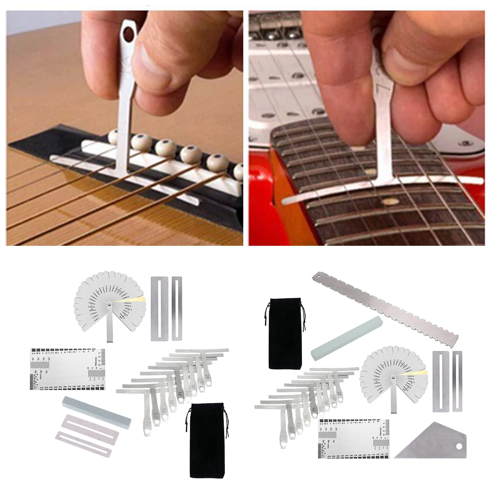 Guitar Luthier Tools Luthier Measuring Tools Set Guitar Set Up Kit Including Radial Ruler Measuring T-shaped and Feeler Gauge