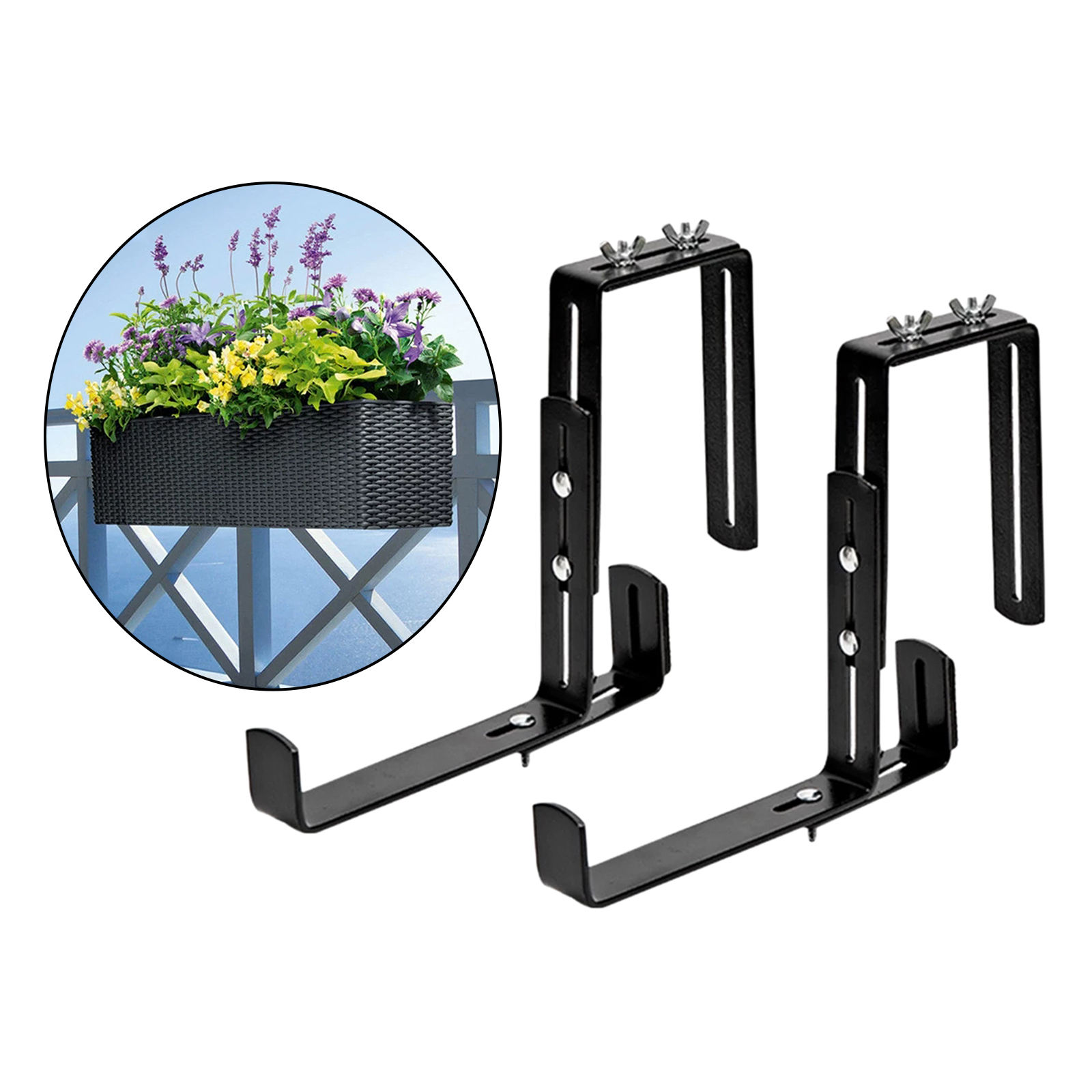 2Pcs Wall Plant Hanger Carbon Steel Max Load 15kg Wall Hooks Support Flower Box Holder for Garden Porch Balcony Planter Flower