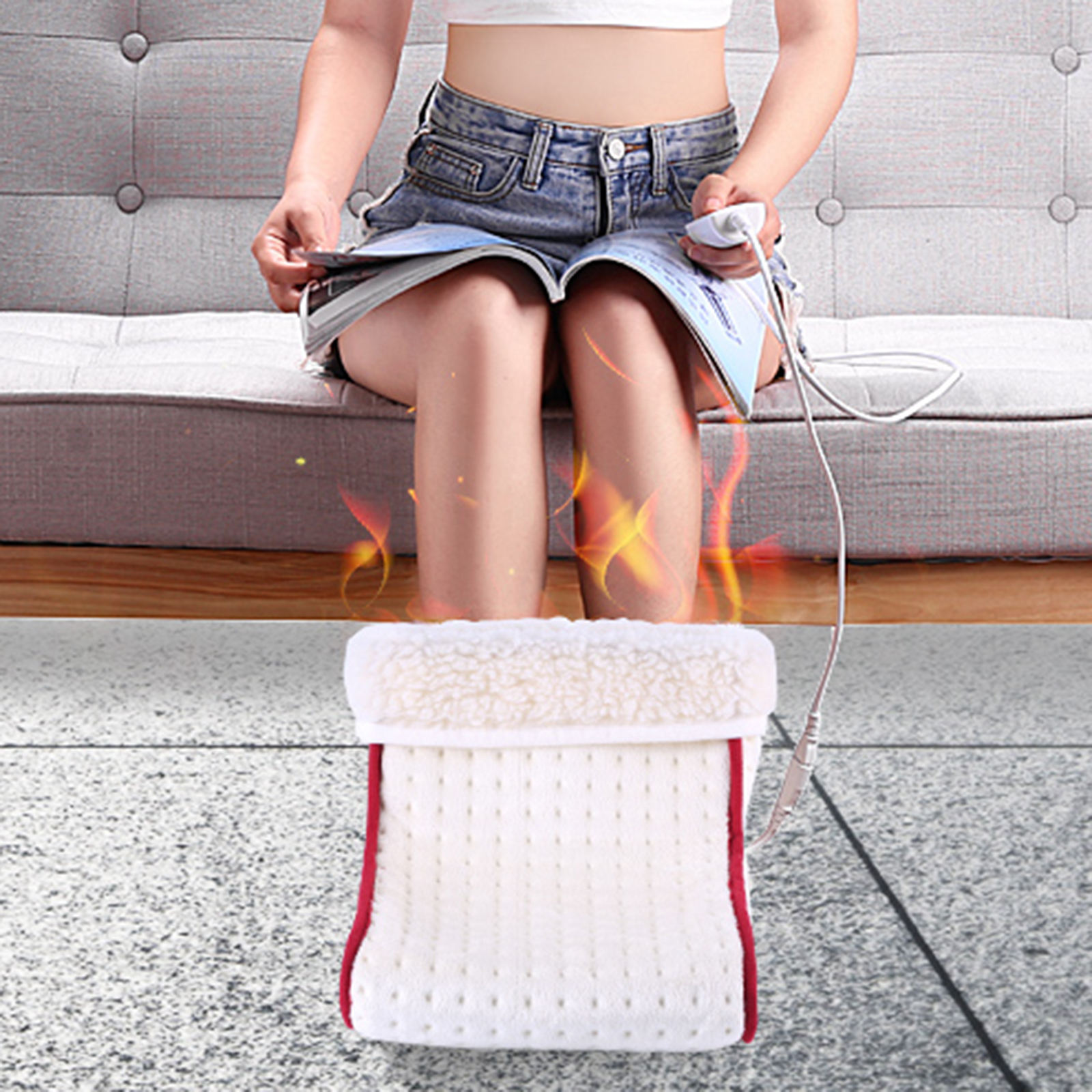 Electric Foot Warmer Massager Heat 5 Gear Temperature Settings Warmer Pad Thermal Heated Foot Warmers Foot Massage Machine
