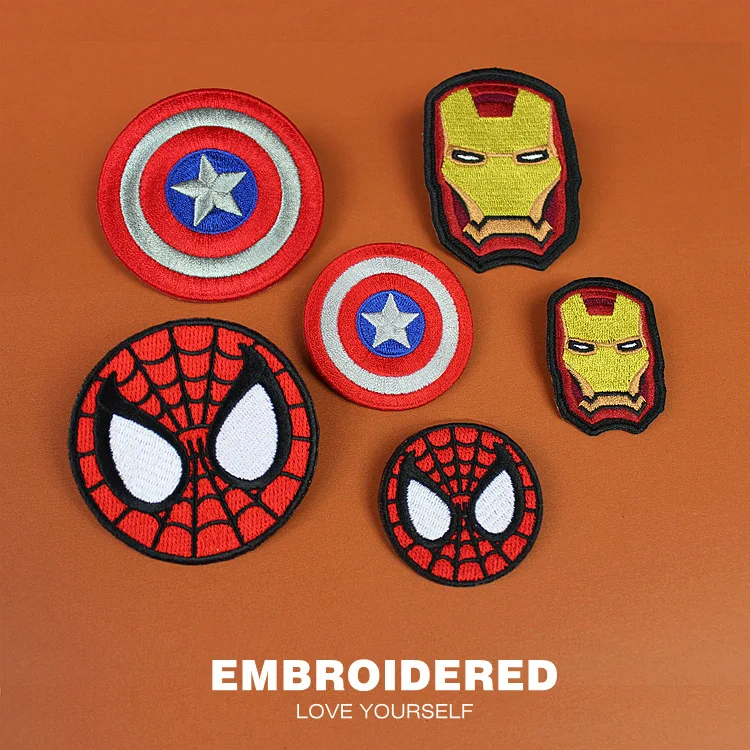 sewing material shop near me Marvel Iron man spiderman captain America superheroes patches anime cartoon clothes patches Garment stickers embroidery clothing Garment Labels