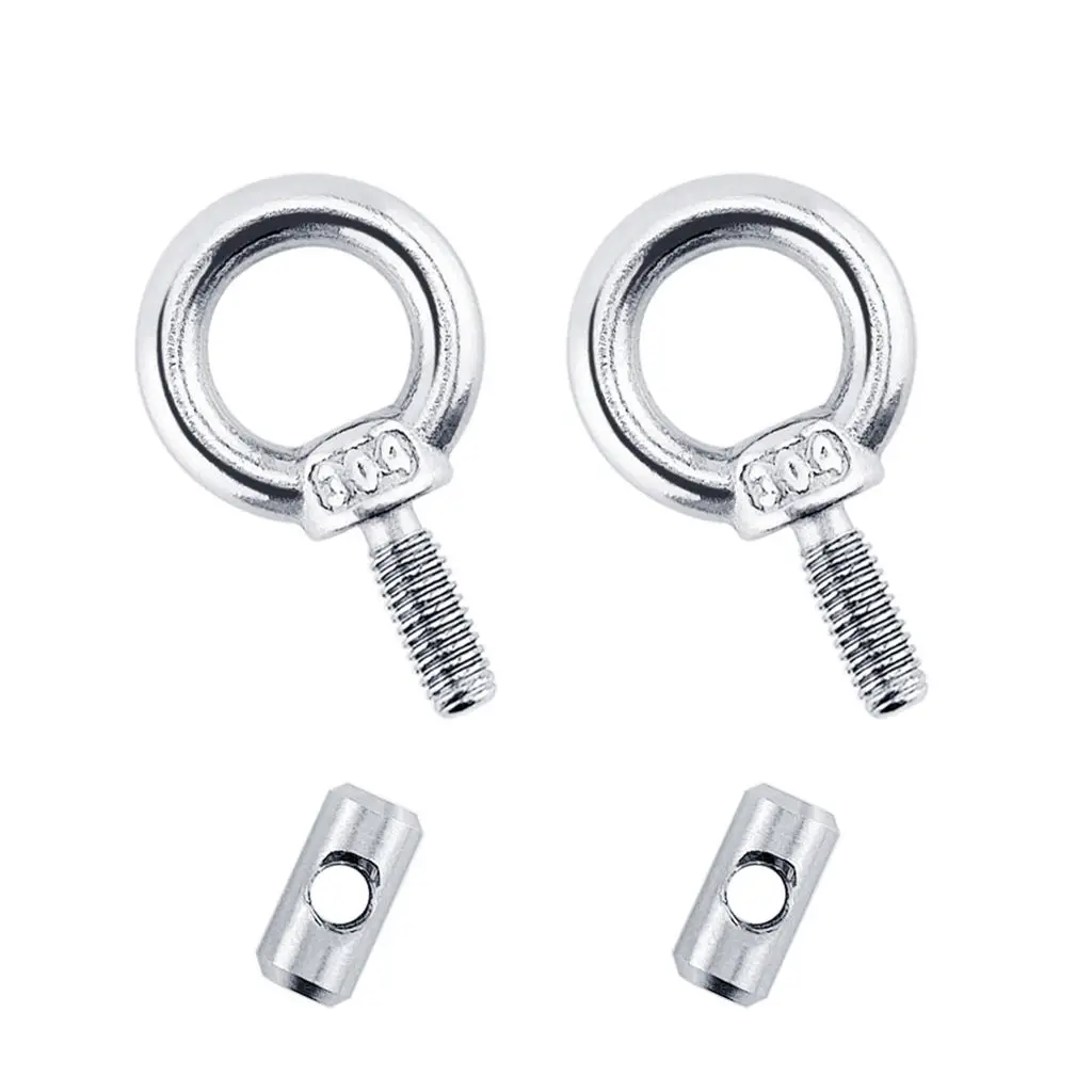 M4 Lifting Eye Nut 304 Stainless Silver Track Mount Ring Shape Fastener 2 Pair Fit for Tie Down Eyelet Boat Awning Rail RV