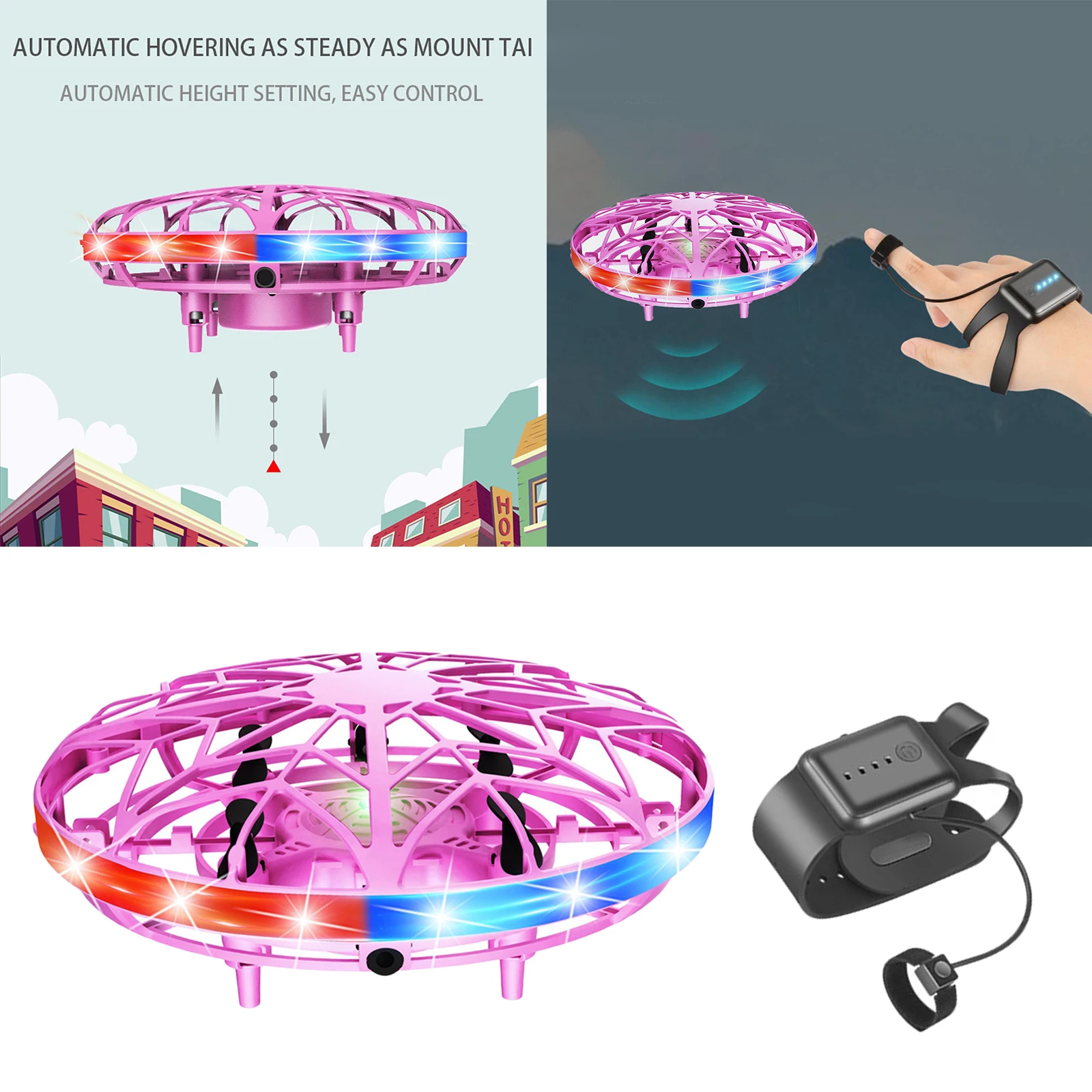 Hand Operated Mini Drones for 6 7 8 9 10 Years Old Kids Hands Free Flying UFO QF
