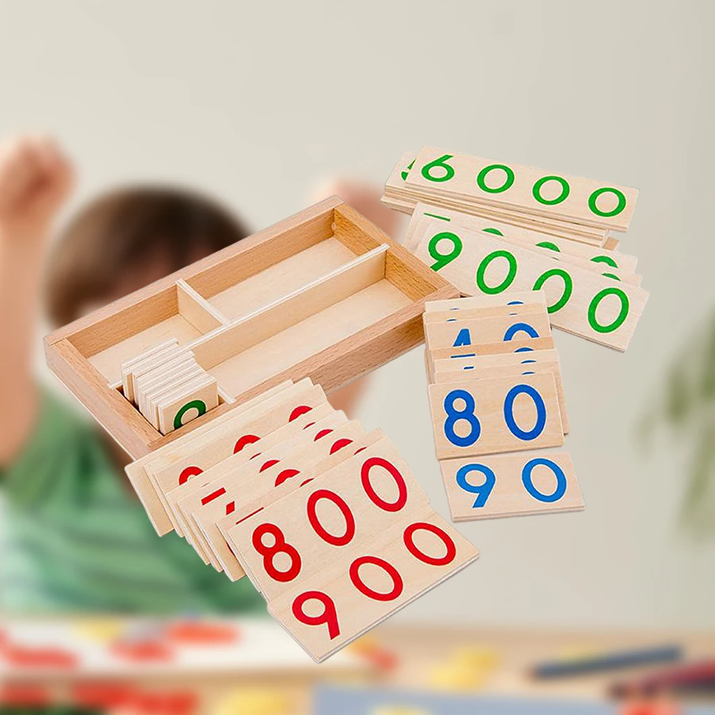 Wooden Mathematics Number Card 1-9000 Pre-school Educational Learning Toys