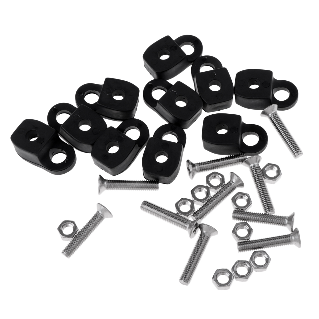 10 Pieces Round Double Hole Rope Buckle Black for Kayak Inflatable Boat