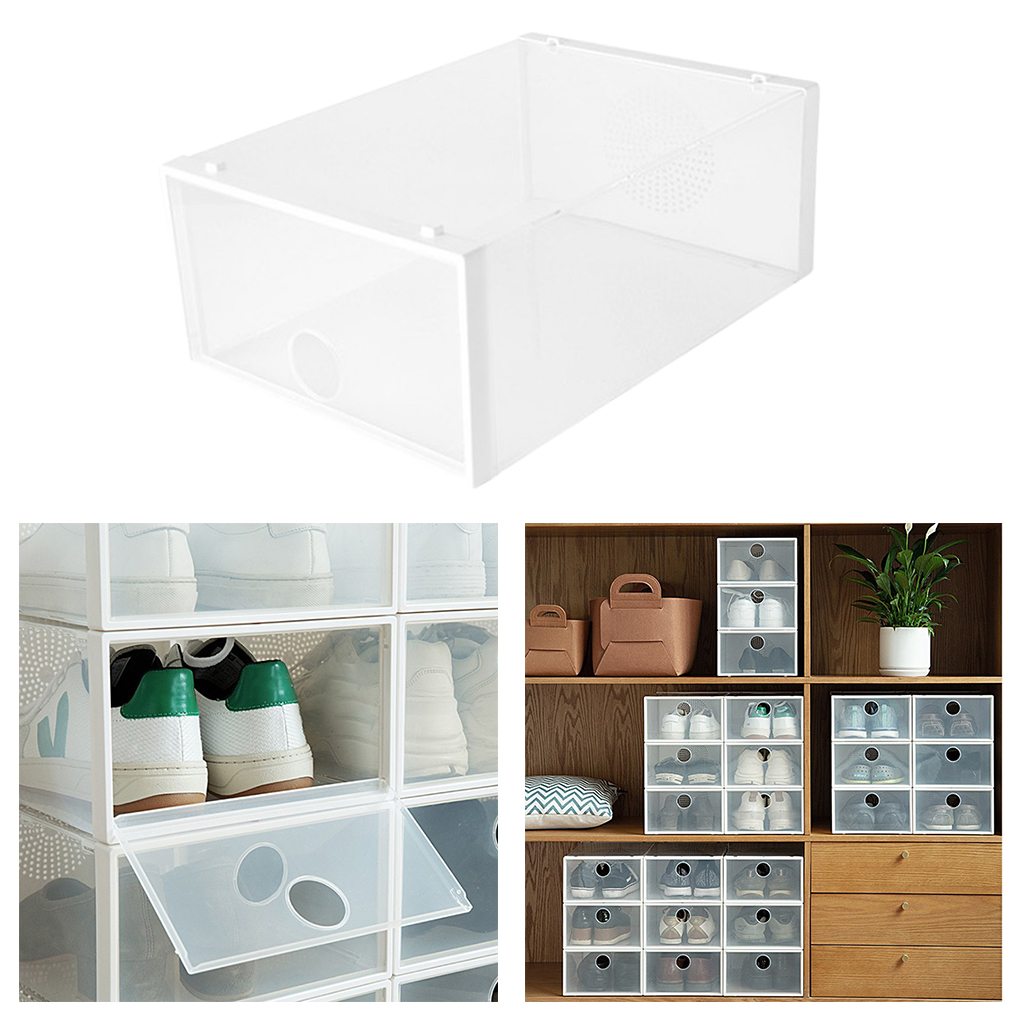 Home Dorm Closet Entryway Shoe Storage Box Clear Shoes Holder Socks Organizer