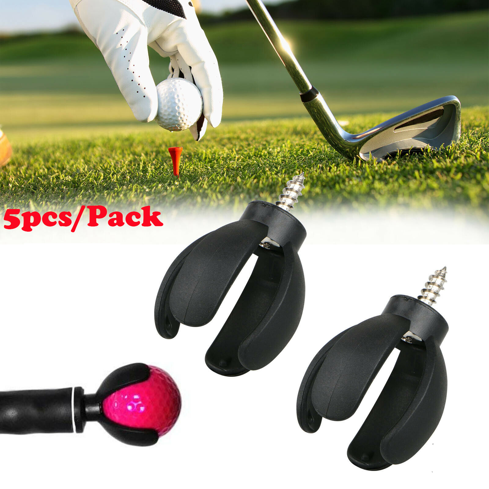 Durable 4-Prong Golf Ball Pick Up Retriever Golfball Grabber Suction Grabber Claw Sucker Petal Screws Tool Accessories