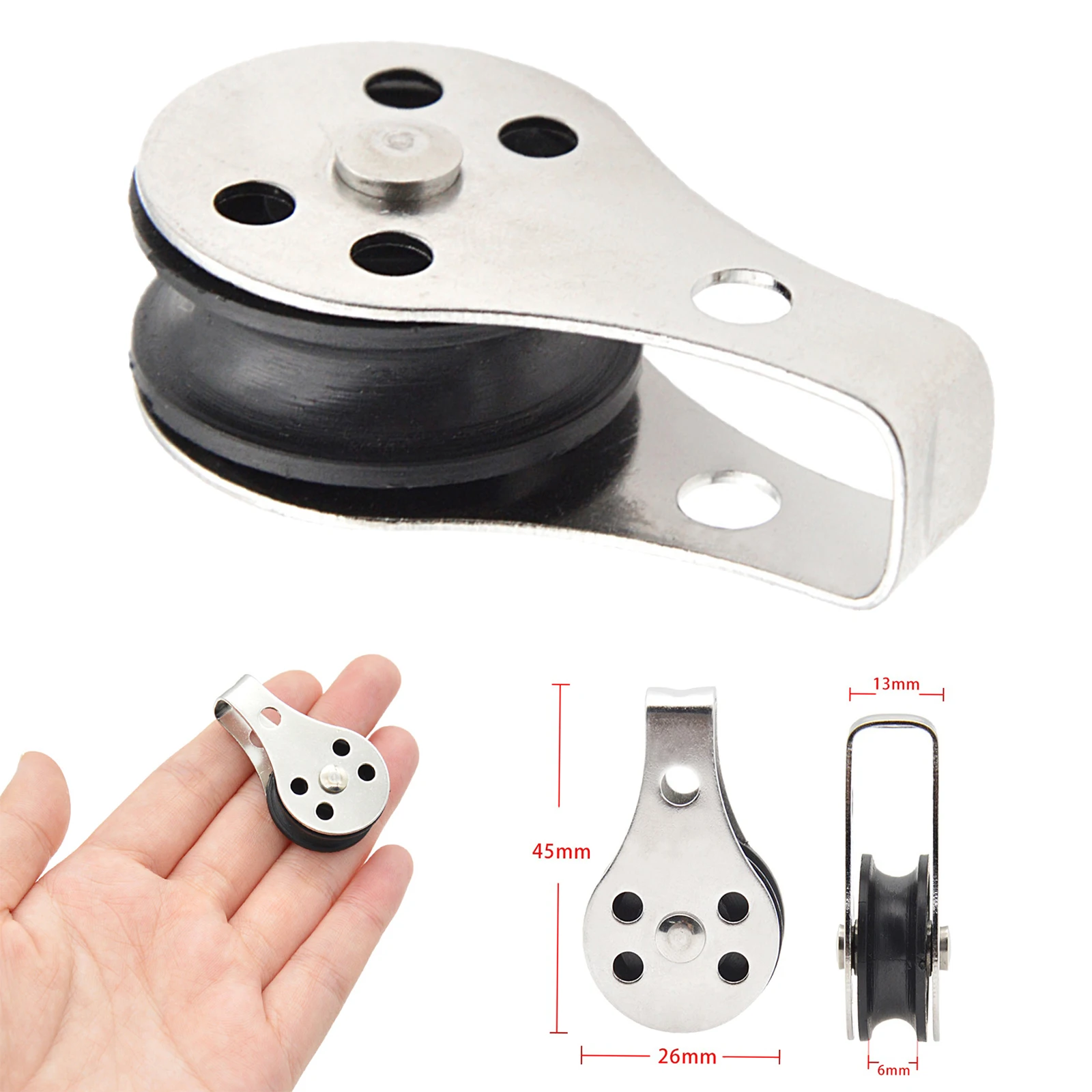 Stainless Steel 316 Pulley Blocks Rope Runner Kayak Boat Accessories Canoe Anchor Trolley Kit for 2mm to 8mm Rope