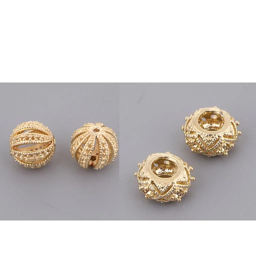 2 Pieces Sewing Crafts Embellishments Antique Floral Filigree golden Beads Charms For Jewelry Making Craft