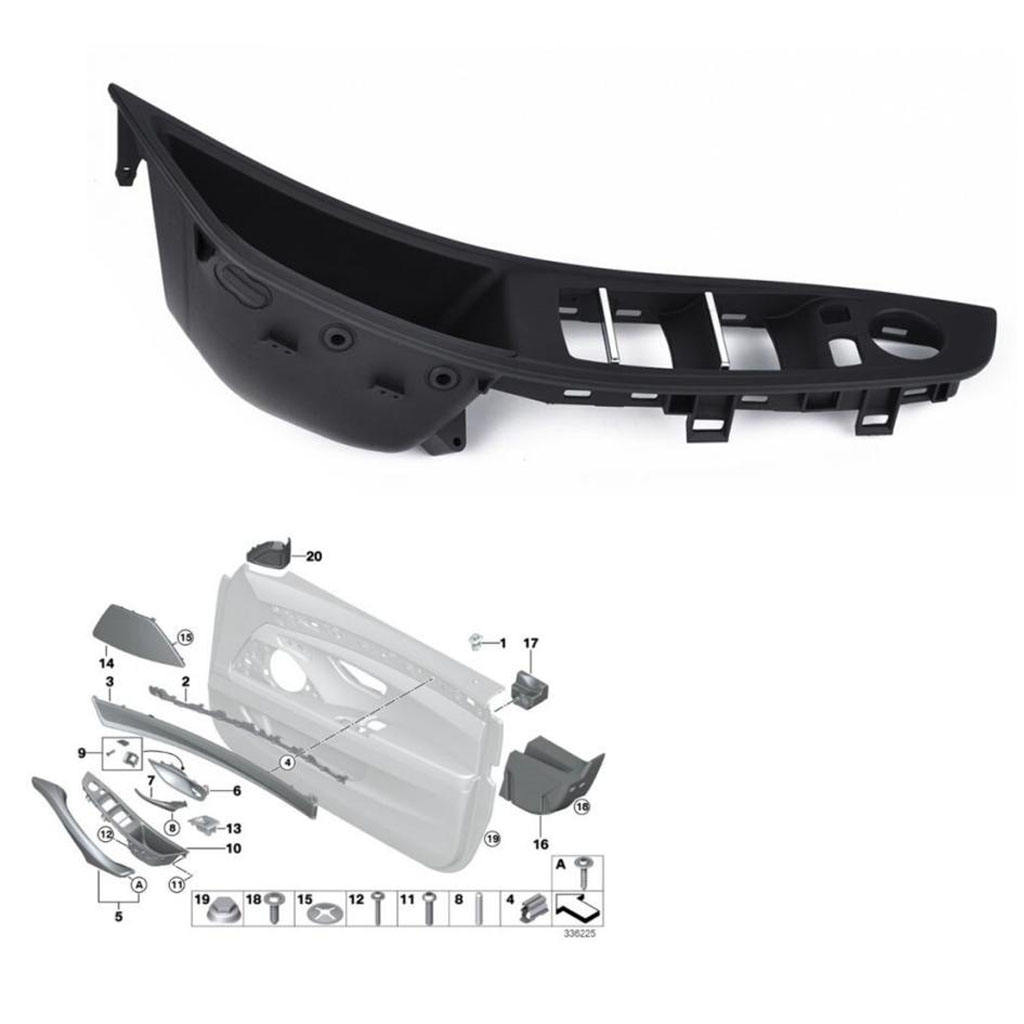 Door Handle Driver Seat, Window Switch Panel Cover Trim for  520i 523i 525d 528i 530i 535i (Front Left)