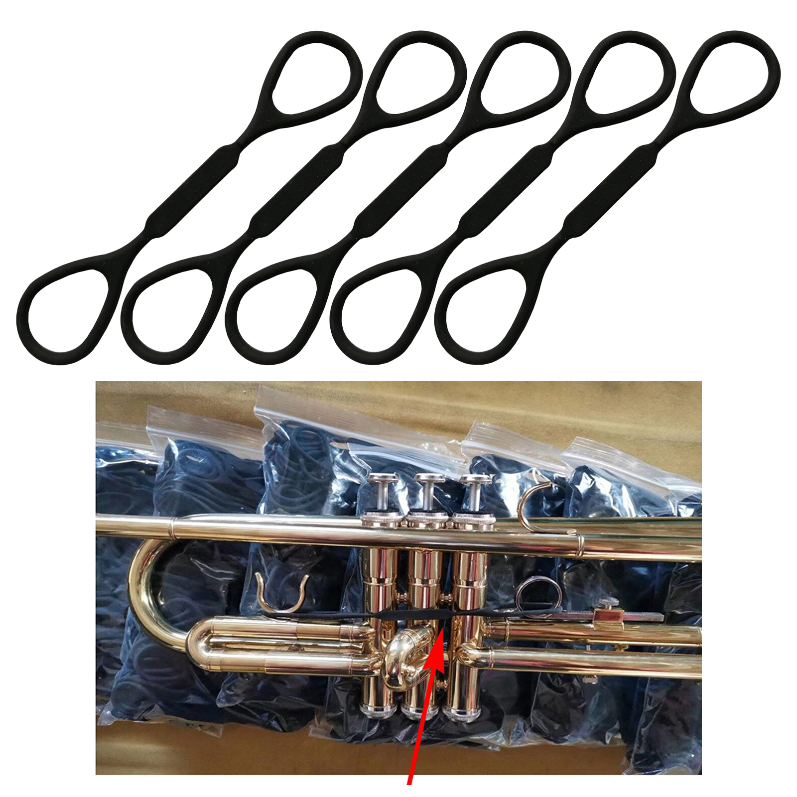 5 Pieces Black Silicone Rubber Trumpet Slide Stopper Trumpet Accessory, 12cm