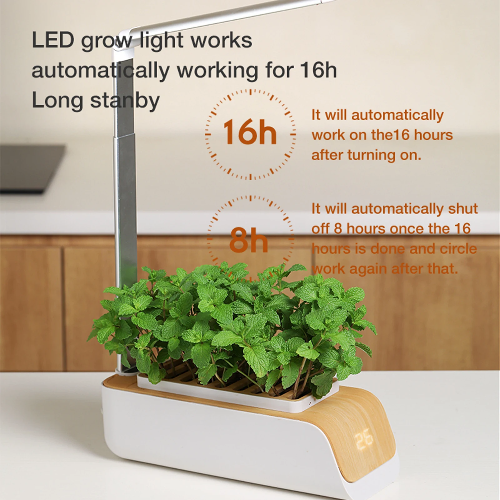 Hydroponics Growing System Indoor Kitchen Smart Planter LED Grow Light Kit