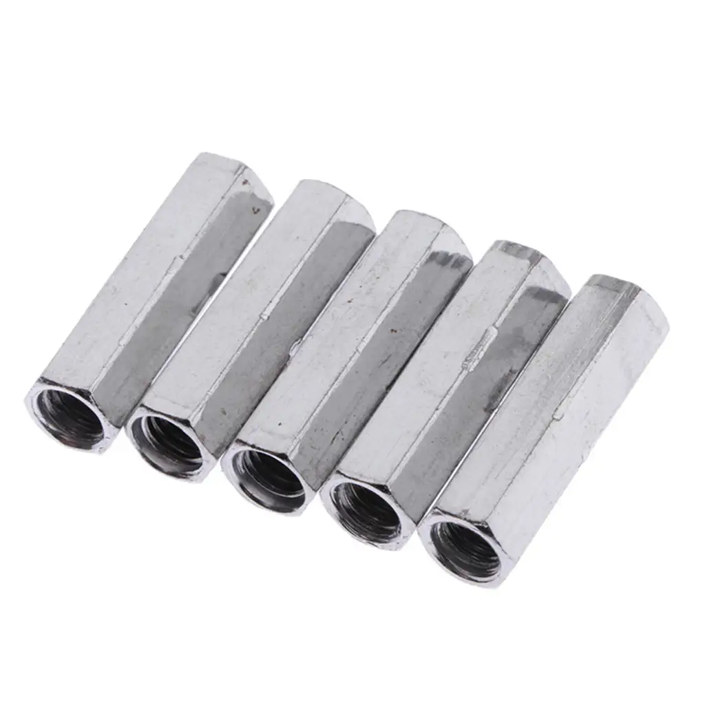 5 x Long Rod Coupling Hex Nut For Connect Screw Drum Set Kit Parts Accessory