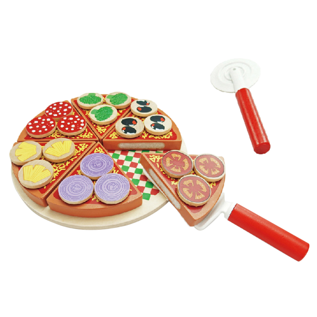Simumaltion Wooden Sticky Pizza Kitchen Food Play Kids Pretend Play Toy