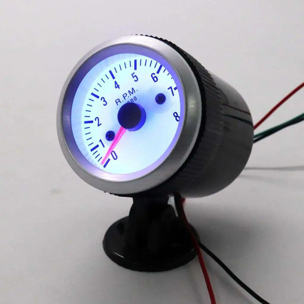 Tachometer With Stand Heat Shrink Tubing Blue LED Display For 12V Petrol Car