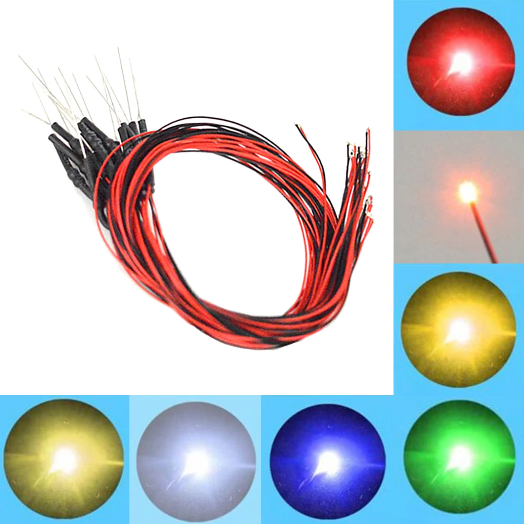 20x 0402 SMD Led Lamp Wire Models Set for Garden Train Landscape Accessory