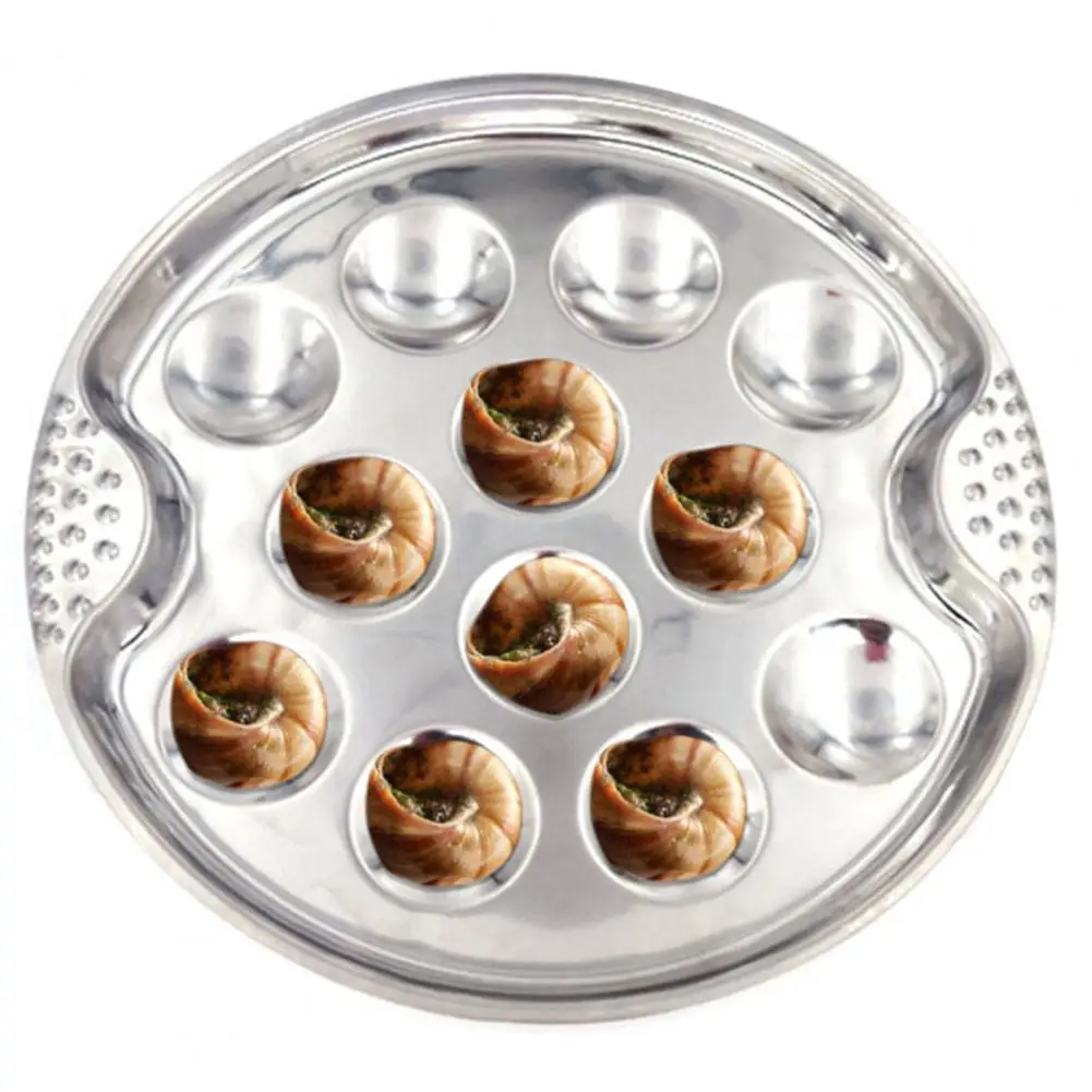 Stainless Steel Snail Mushroom Escargot Baking Plate Dishes 