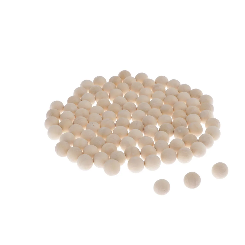100 pcs Hardwood Balls - Natural Solid Wood Balls Beads for Crafts - 10mm Dia.