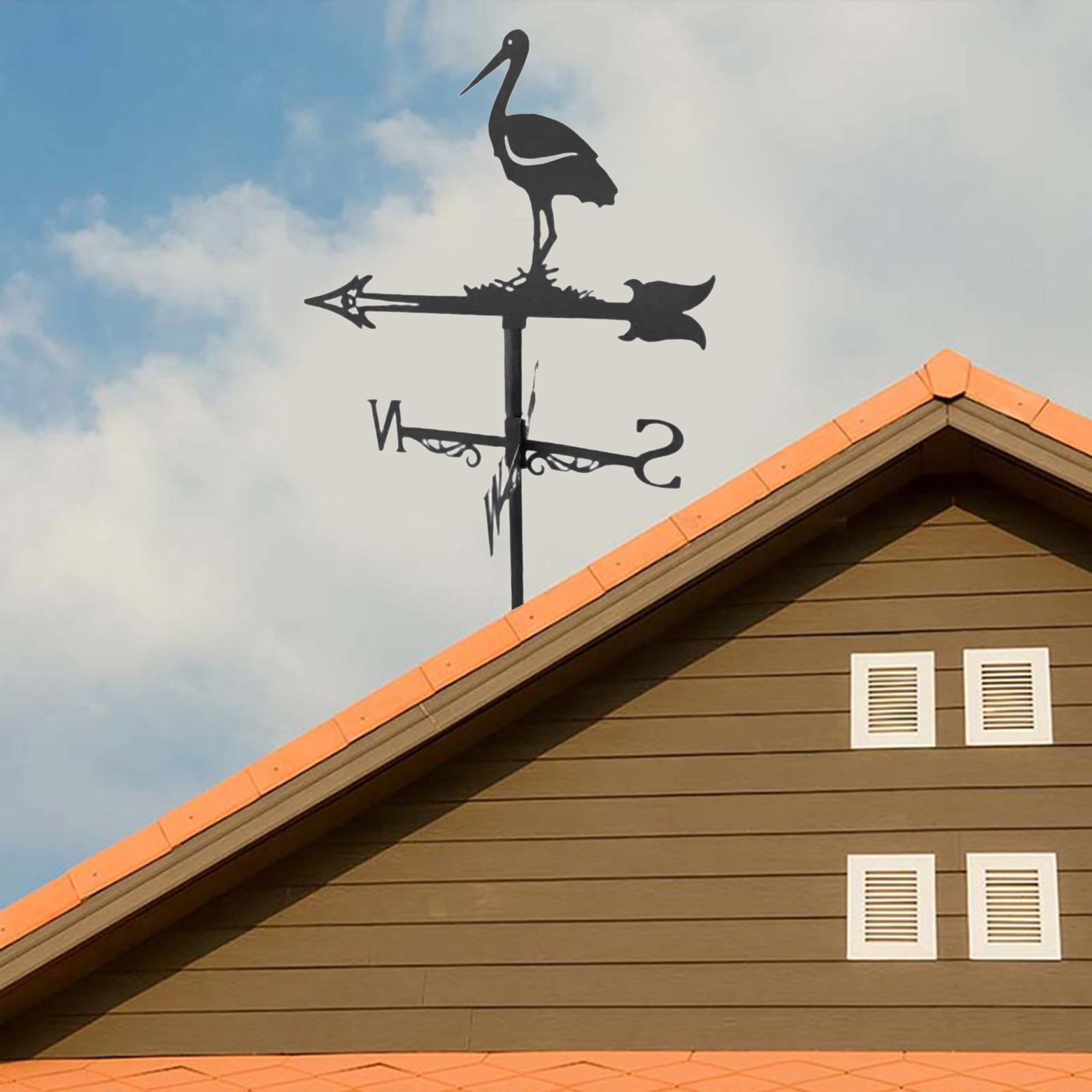 Iron Weathervane Wind Direction Indicator Farm Scene Home Outdoor Garden Iron Weathervanes Garden Outdoor Weather Vane