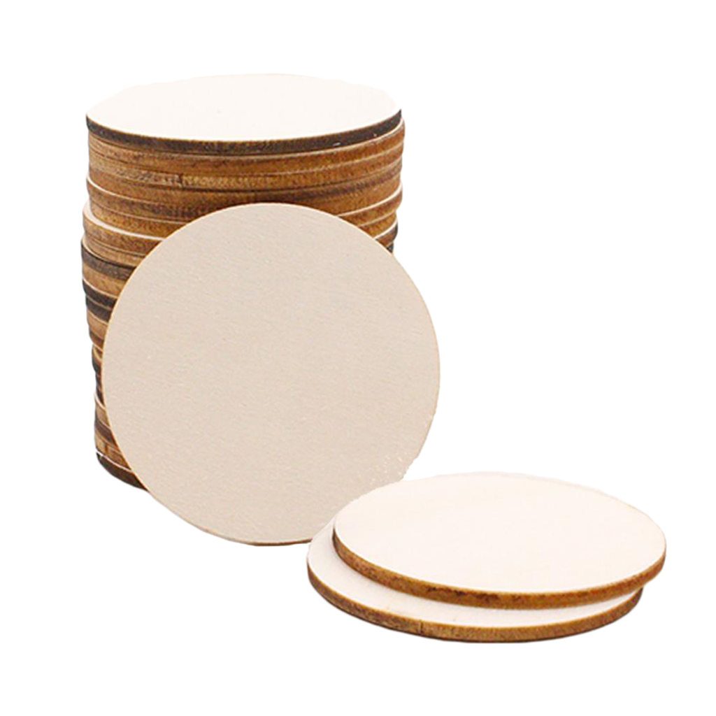 25X Round Wooden Pieces Wooden Ornament, Unfinished Wooden Pieces Wood Log Slices for House, Garden, Home DIY Art Craft