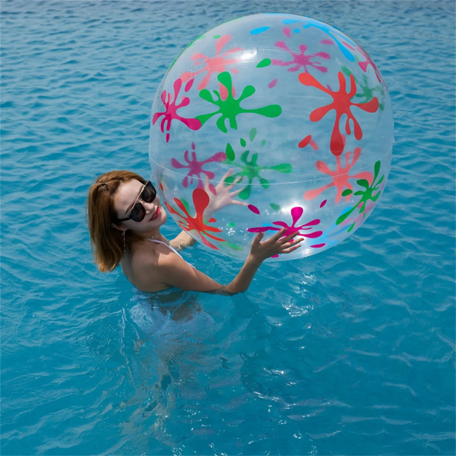 Hemisgin Pelota Inflable Bola de Burbuja Transparente de Playa de Juguete Inflable de Gran tamaño Globo de Agua para la decoración de la Fiesta de Verano de la Piscina Welcoming 
