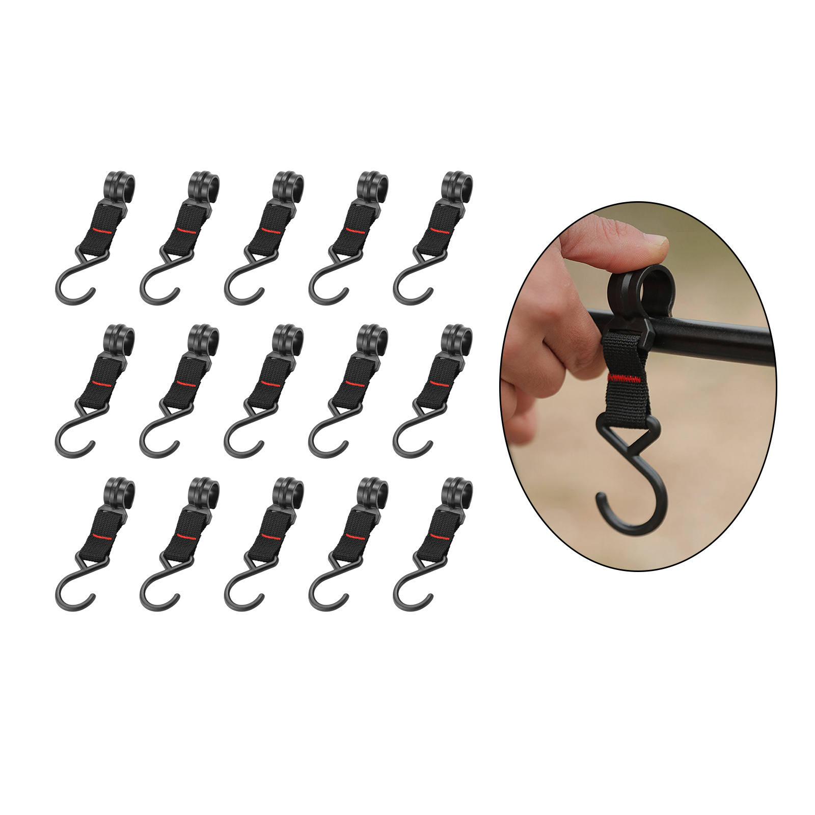 10/5pcs Camping Hanging Hooks Clothes Storage Rack Hook Straps Detachable Outdoor Clothes Storage Rack Hook Straps S Type