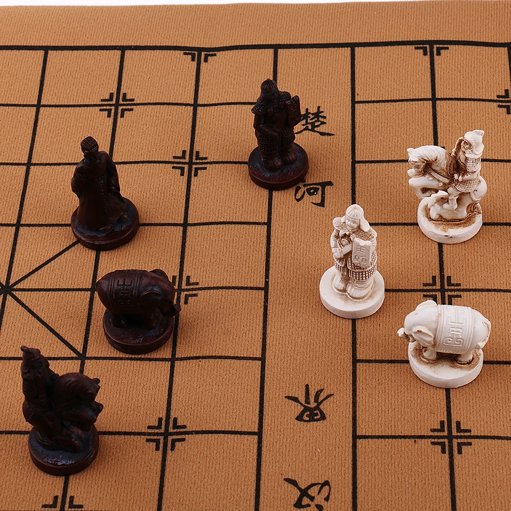 Portable Chinese Traditional Chess Resin Terracotta  Chese Pieces