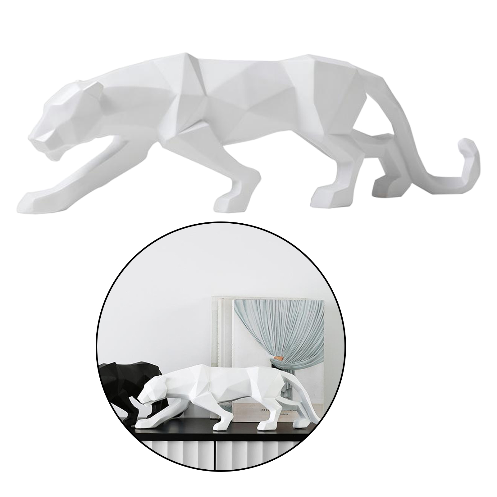 Modern Leopard Sculptures, Panther Collectible Figures, Resin Animal Statues, Wildlife Desk Decor, Office