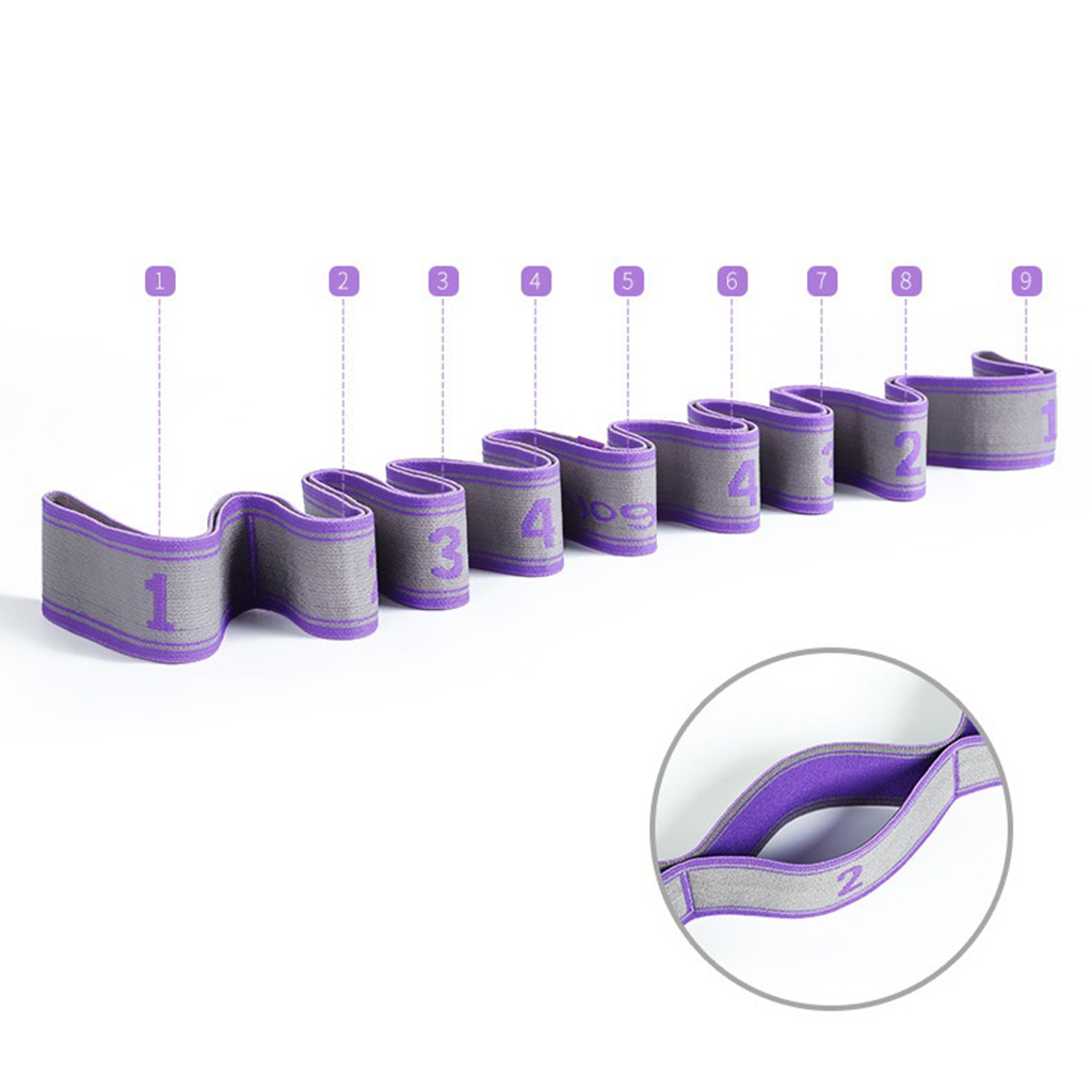 Yoga Pull Strap Fitness Stretching Band Resistance Loop Pink_8 Loops