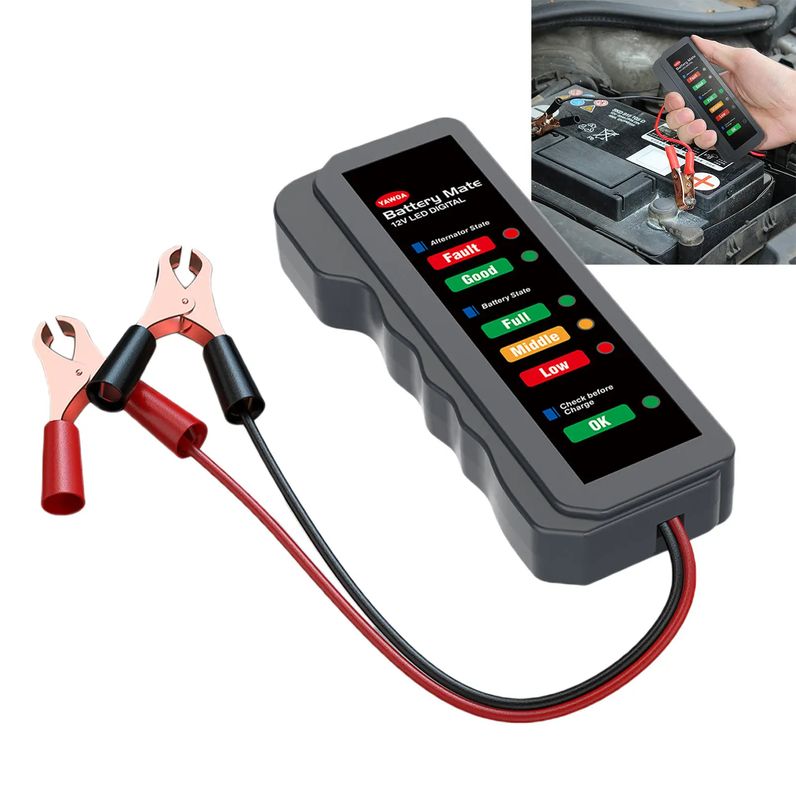 Check Battery Digital System Car Battery Tester Battery Condition Alternator Fit for Motorcycle Vehicle Motorbike
